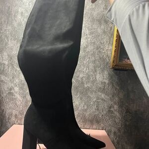 Wild Pair Black Faux Suede Over-the-Knee Boots NEW 7.5